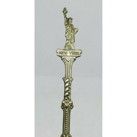 Holland Made New York Statue Of Liberty Embossed Pewter Built In 1884 Mini Spoon - Picture 6 of 12